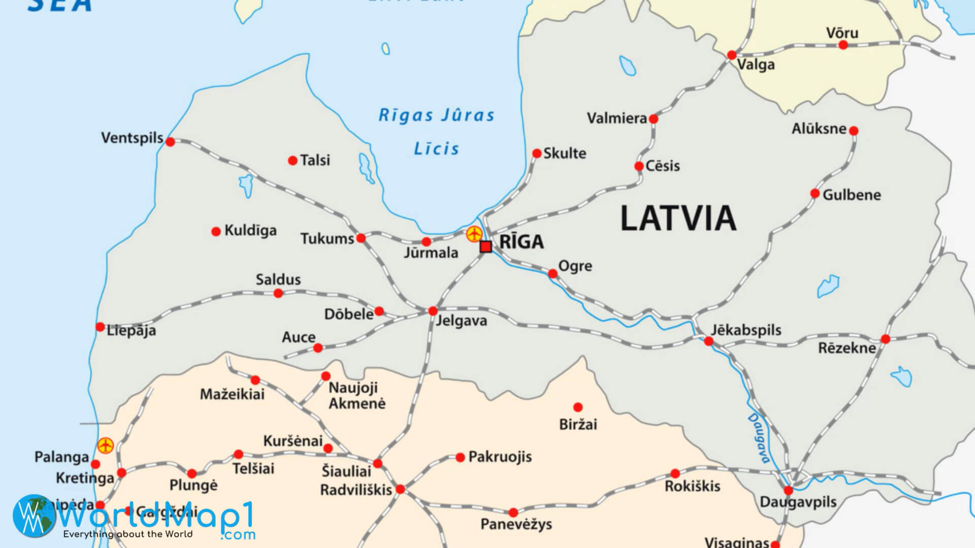 Latvia Railroads Map